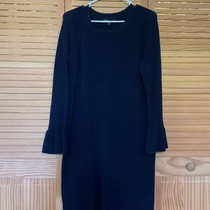 Navy wool blend, long sleeve, small ruffle cuff.